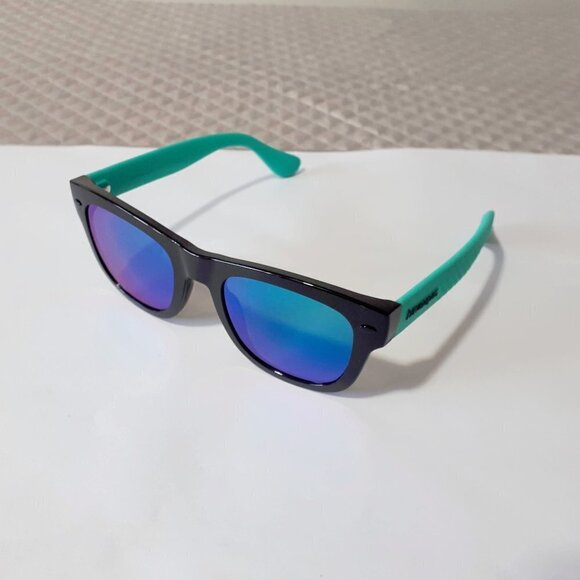 NWOT Havaianas shiny black & matte aqua teal mirrored lens sunglasses - Picture 3 of 6